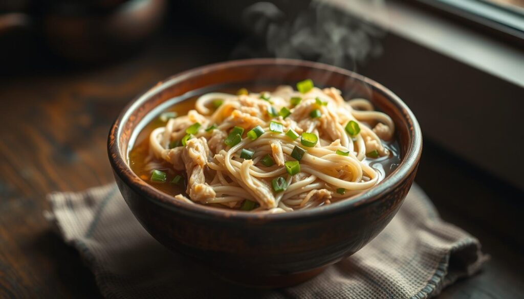 A traditional Hawaiian dish, chicken long rice presented in a rustic, earthenware bowl. The savory, ginger-infused broth simmers with tender shredded chicken, delicate glass noodles, and fresh scallions, creating a comforting, island-inspired aroma. Soft lighting casts a warm, nostalgic glow, hinting at the rich cultural heritage behind this cherished local favorite. The composition evokes a sense of homespun simplicity, inviting the viewer to imagine the dish being shared among family and friends, a time-honored recipe passed down through generations. A traditional Hawaiian dish, chicken long rice presented in a rustic, earthenware bowl. The savory, ginger-infused broth simmers with tender shredded chicken, delicate glass noodles, and fresh scallions, creating a comforting, island-inspired aroma. Soft lighting casts a warm, nostalgic glow, hinting at the rich cultural heritage behind this cherished local favorite. The composition evokes a sense of homespun simplicity, inviting the viewer to imagine the dish being shared among family and friends, a time-honored recipe passed down through generations.