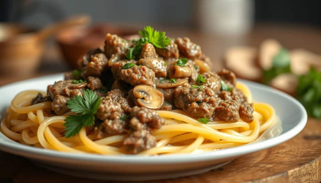 ground beef and noodles recipe